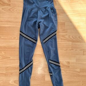 adidas Blue Leggings with Black Stripes